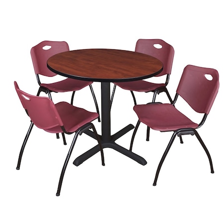 Cain Cain Round Table & Chair Set, Wood, Metal, Plastic Top, Cherry TB42RNDCH47BY